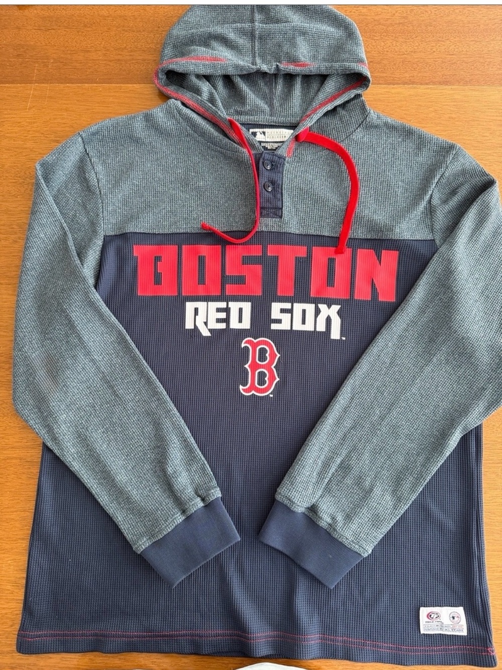 Genuine Merchandise Boston Red Sox Hooded Crewneck - Navy, Gray & Red